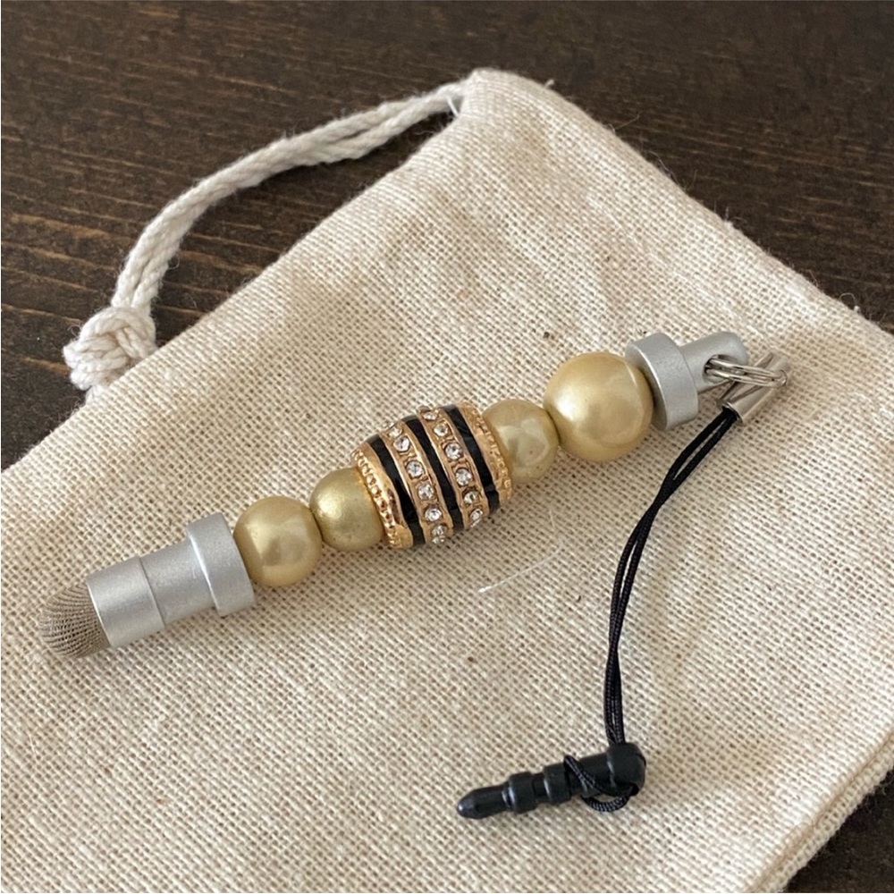 Faux Pearl Champagne Colored Beaded Stylus Mini Cell Phone Accessories